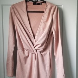 Missguided Pink Suede Wrap Dress